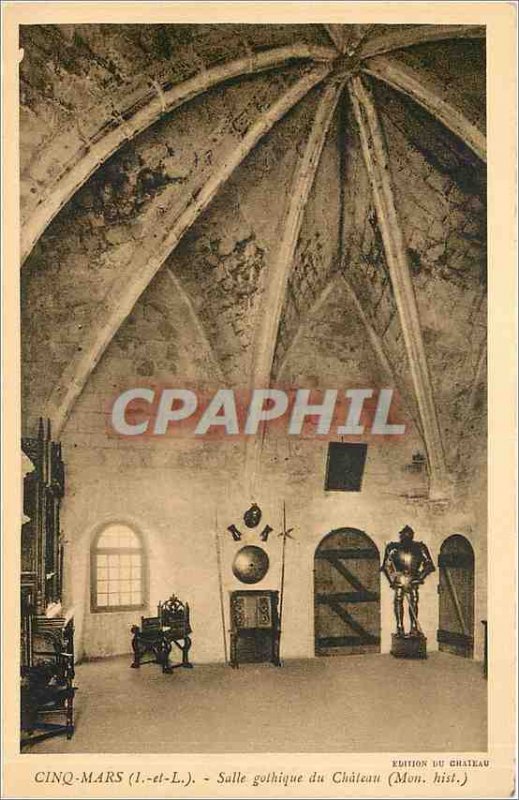 Old Postcard Cinq Mars I and Gothic Room of the Chateau My hist