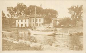 SAIL & CAR AT HOME LANDING ANTIQUE REAL PHOTO POSTCARD RPPC