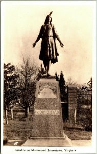 Vtg 1930's Pocahontas Monument Jamestown Virginia VA RPPC Real Photo Postcard