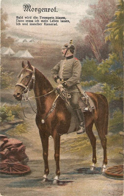 German soldier on horse. Nice antique German postcard