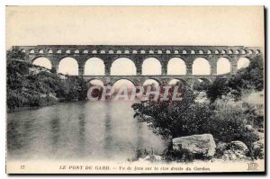 Old Postcard The Pont du Gard seen from the front on the right bank of the Ga...