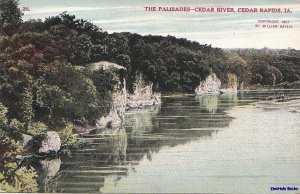 Postcard Palisades Cedar River Cedar Rapids IA