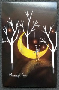 [AG] P711 Moonlight Bunny Music Cello Moon Tree (postcard) *glow in dark *New