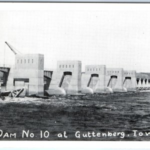 c1950s Guttenberg, IA RPPC US Lock & Dam No. 10 Upper Mississippi River PC A110