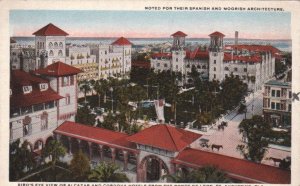 Postcard Bird's Eye View Alcazar + Cordova Hotels Ponce de Leon St Augustine FL