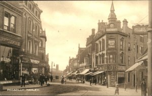 Hanley England Piccadilly Circus Higgatts, Chemist, Shops Vintage Postcard