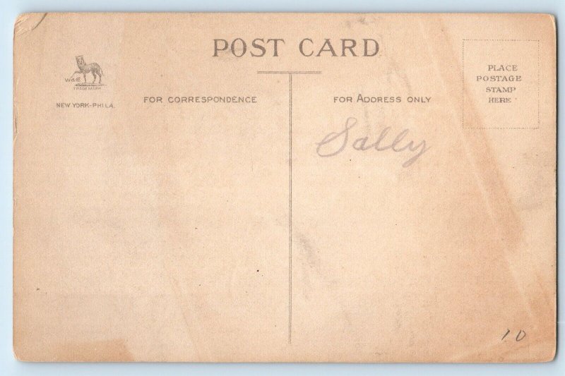 New Year Postcard Song Bird And Mistletoe Ringing Bells Wolf c1910's Antique