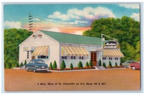 c1953 Miles West Clairsville Martines Food Restaurant Clairsville Ohio Postcard