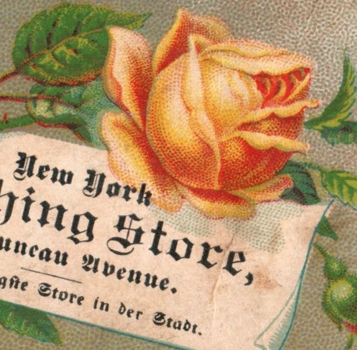 1880s M. Weber Clothing Store In German & English Yellow Rose P156