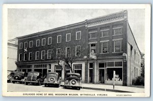 1940 Wytheville Virginia Postcard Girlhood Home Mrs Woodrow Wilson Building Cars