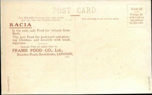 Poster Art Adv Baby on Earth Globe RACIA Starchless Food c1910 Postcard