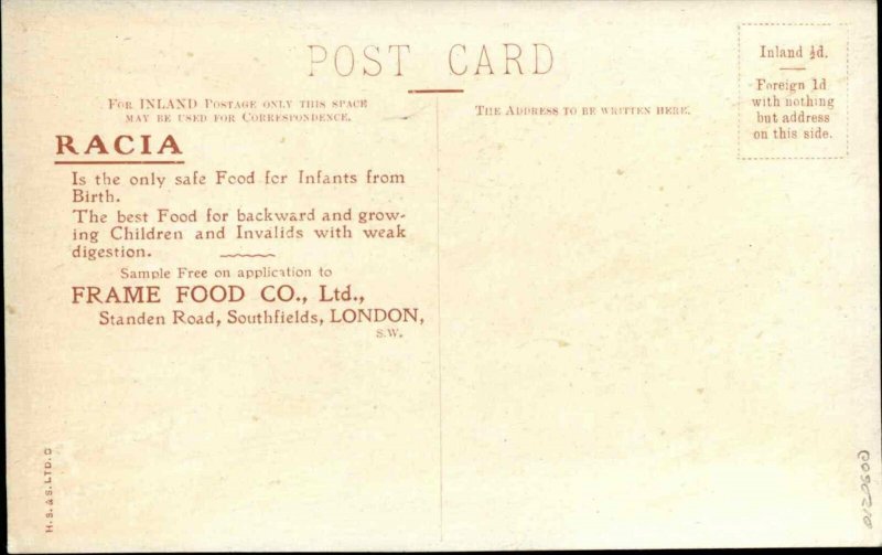Poster Art Adv Baby on Earth Globe RACIA Starchless Food c1910 Postcard