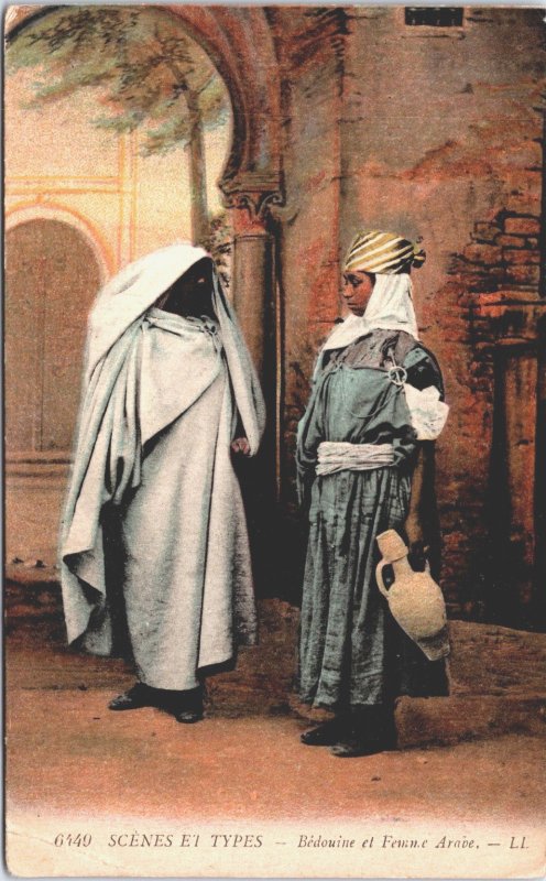 Algeria Scenes et Types Bedouine et Femme Arabe Vintage Postcard C182