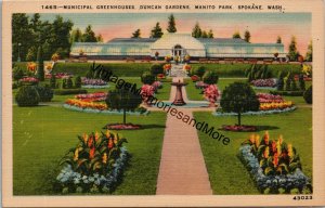 Municipal Greenhouses Duncan Gardens Manito Park Spokane WA Postcard PC348