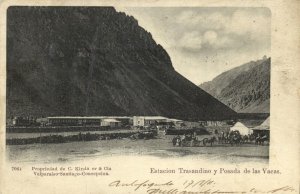 chile, Estación Punta de Vacas, Ferrocarril Trasandino (1900s) Postcard