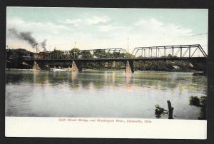 Water View Sixth Street Bridge & Muskingum River Zanesville Ohio Unused c1905