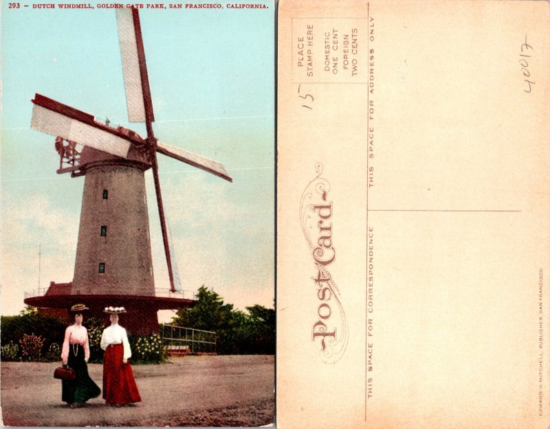 San Francisco CA Dutch Windmills Postcard Unused (40017)