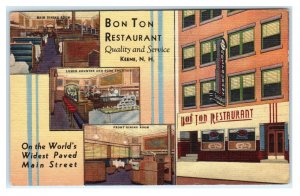 KEENE, New Hampshire NH ~ Roadside  BON-TON RESTAURANT 1948 Linen Postcard