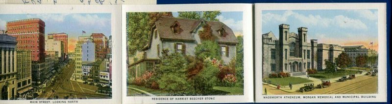 Hartford Connecticut ct mini Postcard Folder postmarked 1937