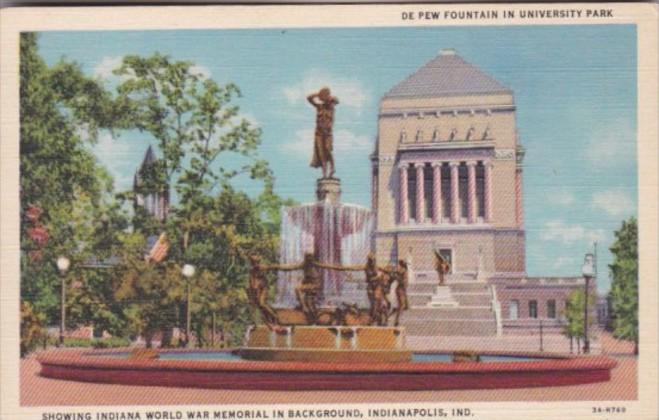 Indiana Indianapolis De Pew Fountain In University Park Curteich