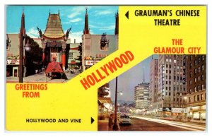 HOLLYWOOD, CA California ~ Street Scene & GRAUMAN'S CHINESE THEATRE  Postcard