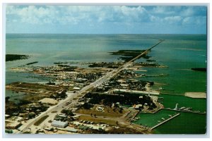 c1960's Air View Overseas Highway Key West Marathon Florida FL Vintage Postcard