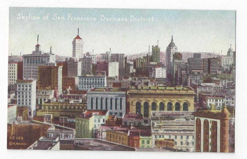 San Francisco Ca Skyline Business District Vtg Moulin Pnc Hippostcard