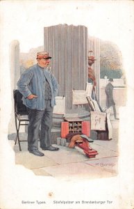 A145 Germany Berliner Typen Boots Cleaner  Signed F Bersch postcard