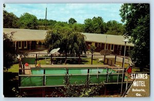Roberta Georgia GA Postcard Starnes Motel And Restaurant Scene c1960's Vintage