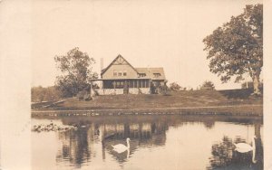 Central Valley New York Residence Lake Scenic View Swans Real Photo PC AA61015