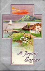 Tucks 756 Silver Cross, A Joyous Easter c1913 Vintage Postcard N64