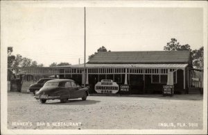 Inglis FL Benner's Bar Restaurant Cars c1950 Real Photo Postcard