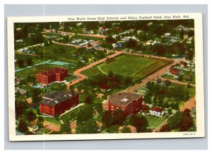Vintage 1940's Postcard Pine Bluffs High Schools & Zebra Football Field Arkansas