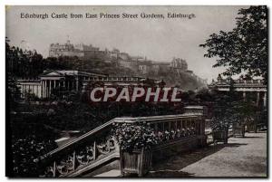 Old Postcard Edinburgh Castle From East Princes Street Gardens