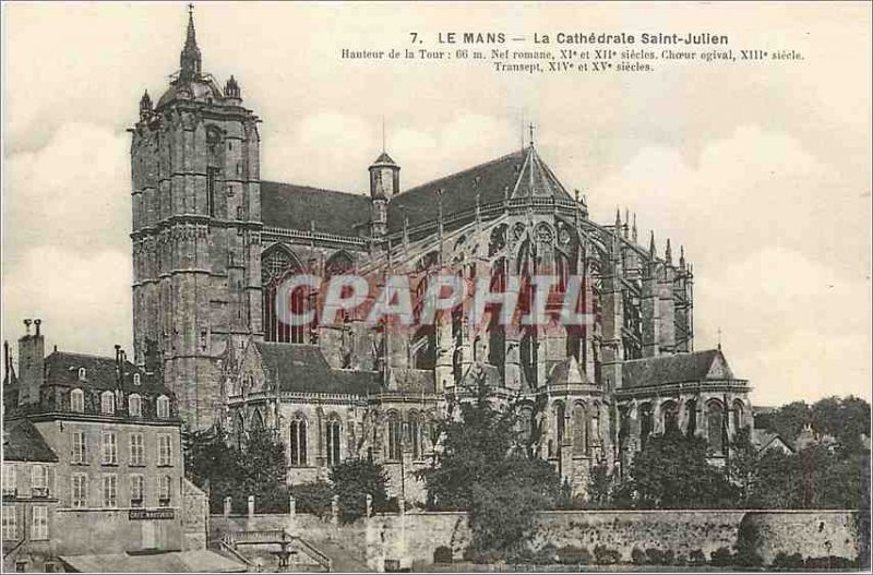 Old Postcard Le Mans Cathedral Saint Julien