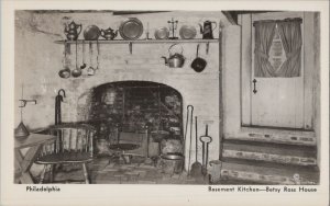 RPPC Postcard Basement Kitchen Betsy Ross House Philadelphia PA