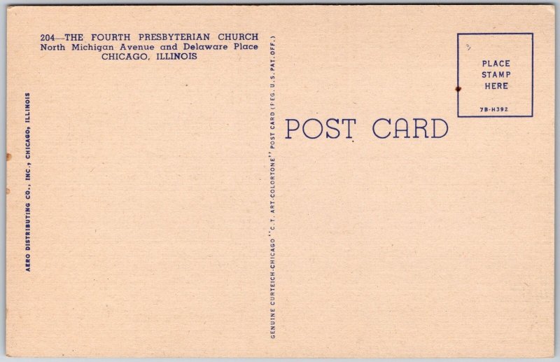 The Fourth Presbyterian Church North Michigan Avenue Chicago Illinois Postcard