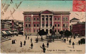 PC CPA BRAZIL, RIO DE JANEIRO, LARGO DE S. FRANCISCO, VINTAGE POSTCARD (b11433)