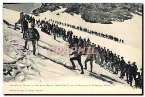 Old Postcard Militaria Alpine hunters Montee guns at No Beccia the Mont Cenis...