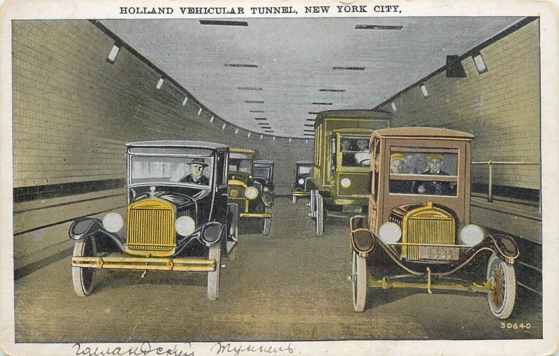 Classic cars Holland vehicular tunnel, New York City - United States postcard