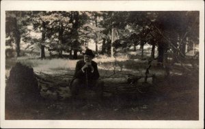 Zanesville Ohio OH Grandpa Ball Old Man Hat and Cane Real Photo Vintage Postcard