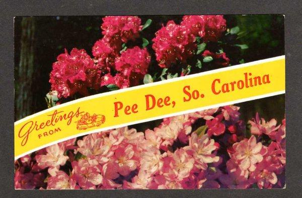 SC Greetings From Pee Dee South Carolina Postcard PC Flowers