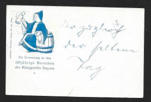 BAVARIA Stamps on Postcard Child & Beer Stein King's Jubilee Used c1912