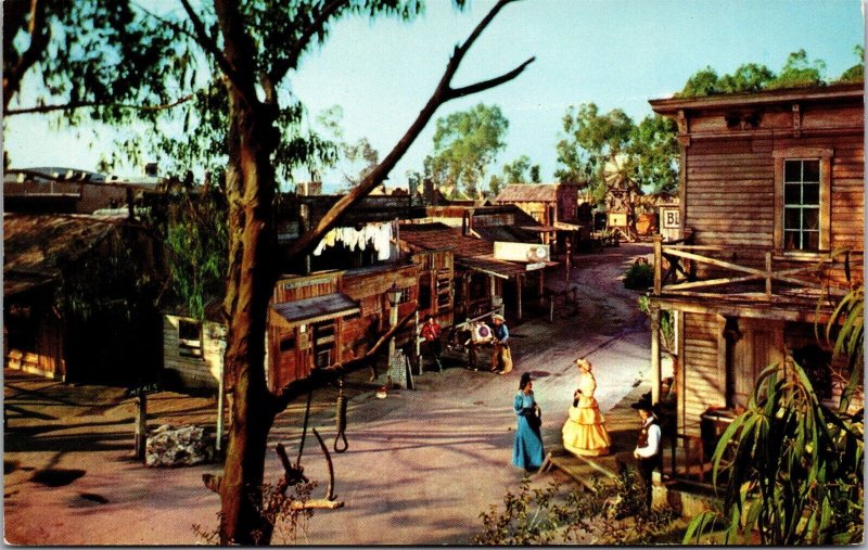 Vtg Buena Park CA Main Street View Ghost Town Knotts Berry Farm 1950s Postcard