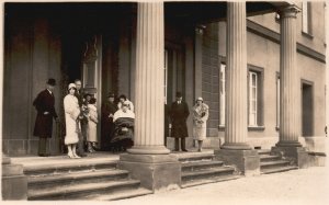 Vintage Postcard 1910's People Men and Women Waiting Outside The Building