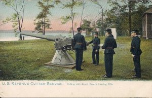 US Revenue Cutter Service, Cadet Sailors, Soldiers w Artillery Gun, Tuck 1910