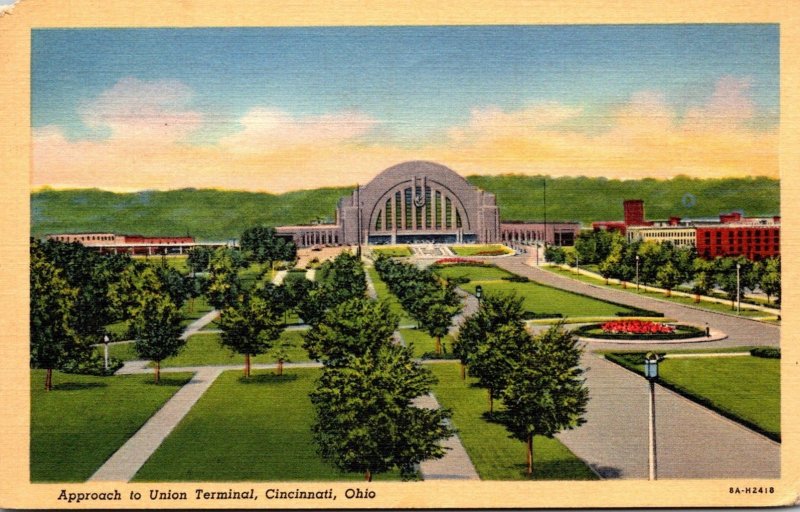 Ohio Cincinnati Approach To Union Terminal 1940 Curteich