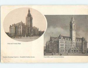 Pre-1907 FEDERAL BUILDING POST OFFICE & CITY HALL Buffalo New York NY A3276