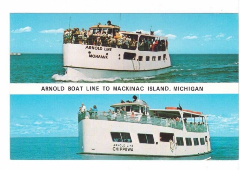 Chippewa & Mohawk, Arnold Line Ferry Boats, Mackinac Island, Michigan Postcard