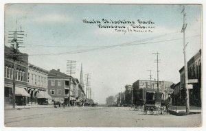 Bellevue Ohio 1910 Postcard Main St. Looking East Horse and Buggy Stores